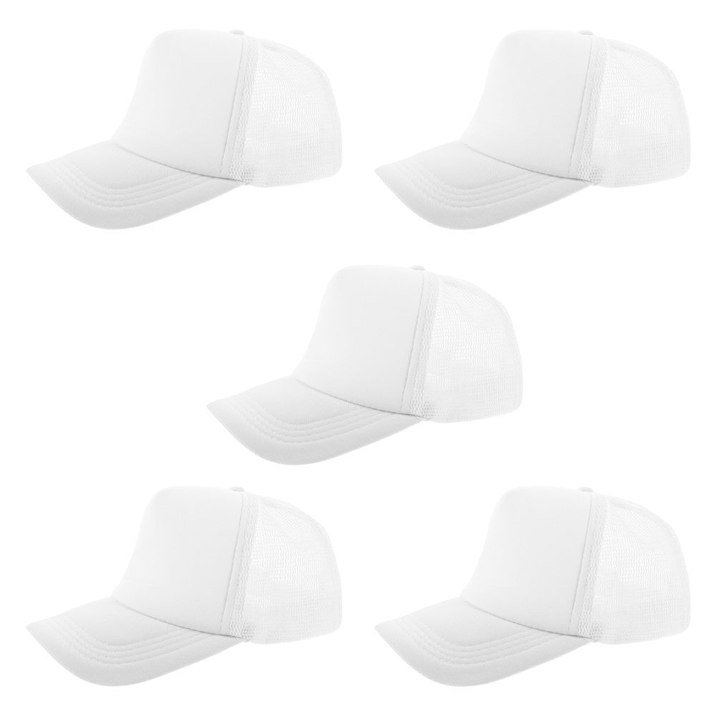 Hat Sublimation Blank - 昇華プリント用の無地メッシュ野球帽5枚セット。DIYプリント、熱転写に最適。洗濯可能、通気性があり、軽量で、男女兼用。普段使いやアウトドアに最適。