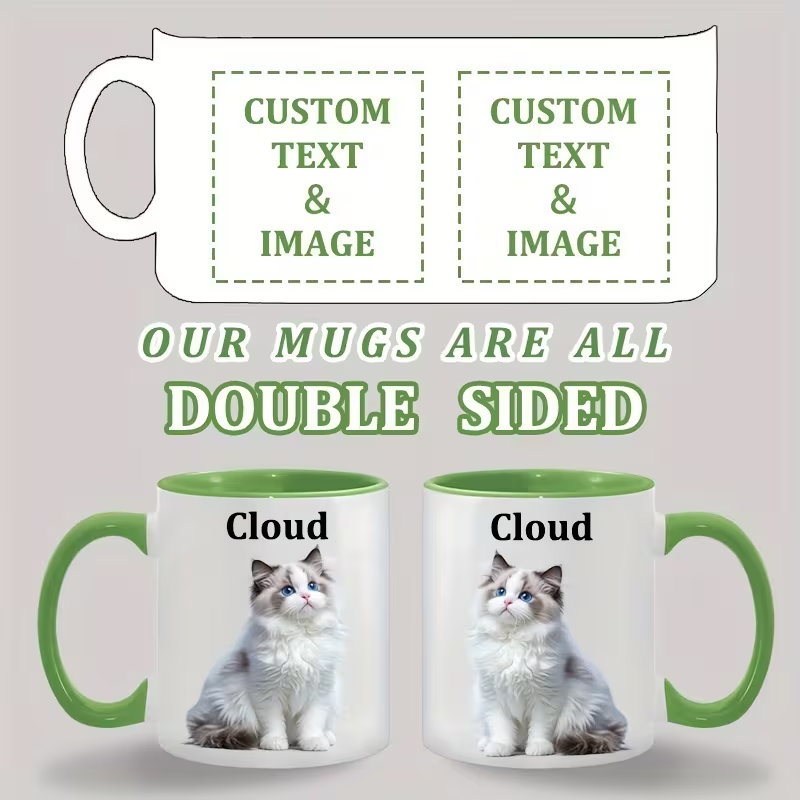 カスタムセラミックマグカップ、内側とハンドルの色が選べる、D - Sublimation Mug White のレビューと価格